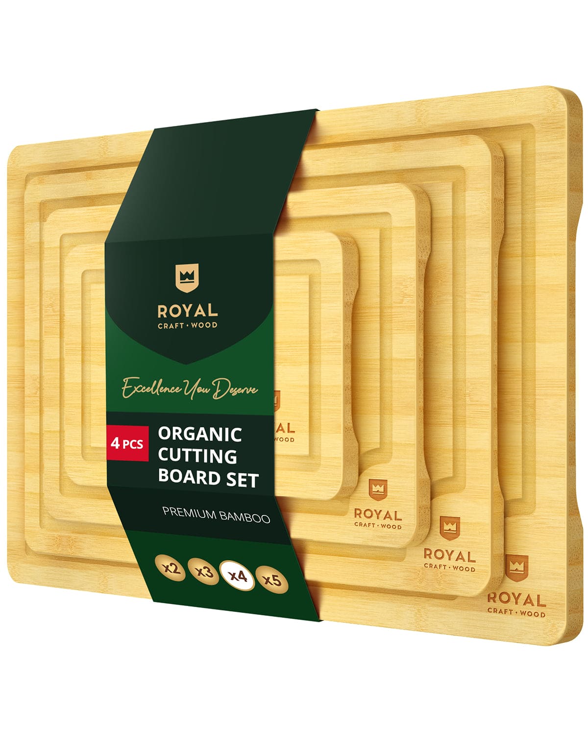 Bamboo Cutting Board Set — 4 Sizes