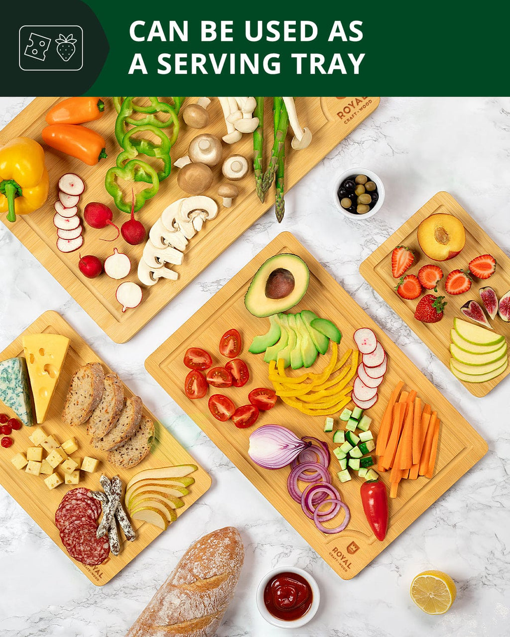 Bamboo Cutting Board Set — 4 Sizes