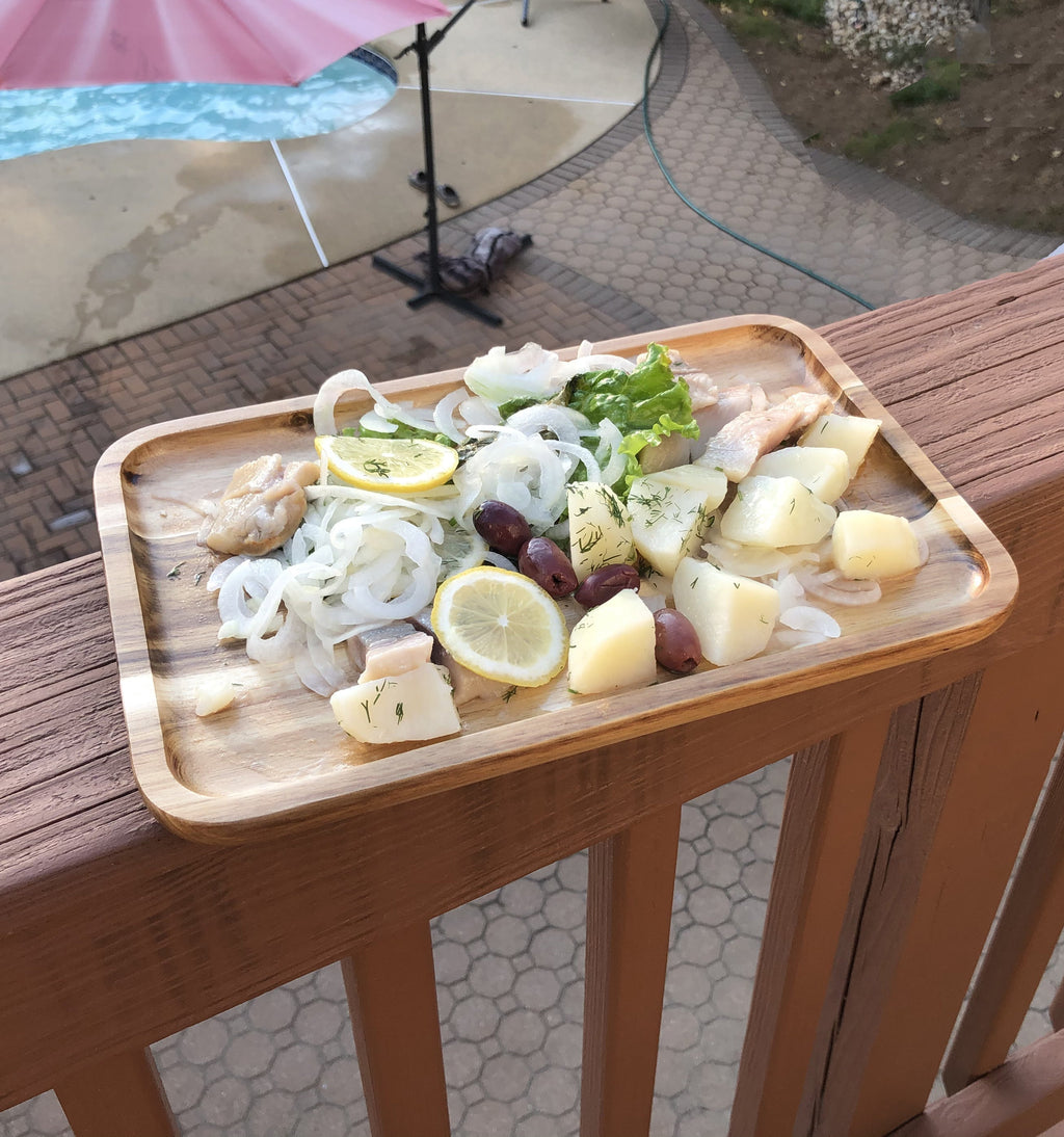 Acacia Wood Serving Trays — Set of 3