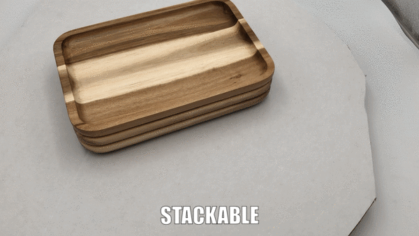Acacia Wood Serving Trays — Set of 3